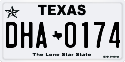 TX license plate DHA0174
