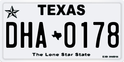 TX license plate DHA0178