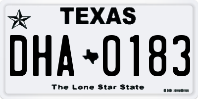 TX license plate DHA0183