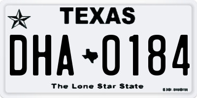 TX license plate DHA0184