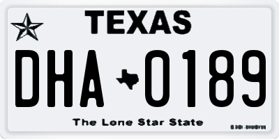 TX license plate DHA0189