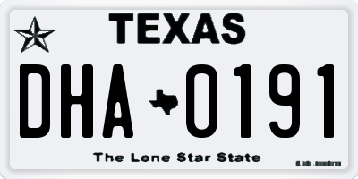 TX license plate DHA0191