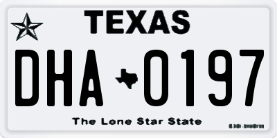 TX license plate DHA0197