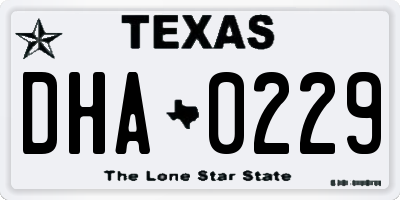 TX license plate DHA0229