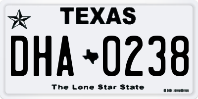 TX license plate DHA0238