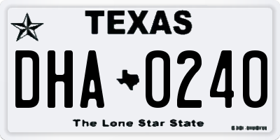 TX license plate DHA0240