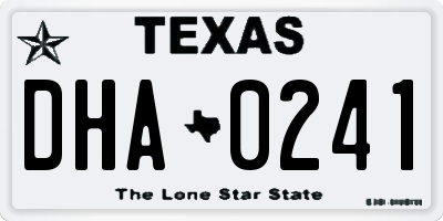 TX license plate DHA0241