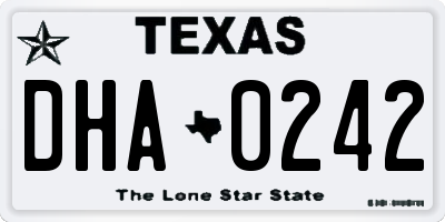 TX license plate DHA0242