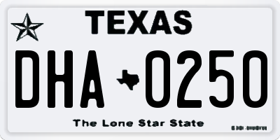 TX license plate DHA0250