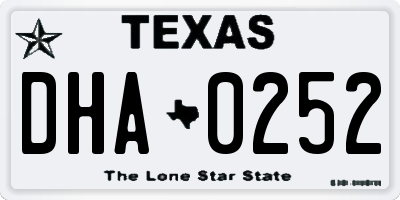 TX license plate DHA0252