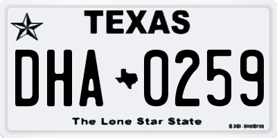 TX license plate DHA0259