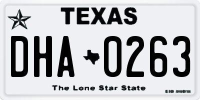 TX license plate DHA0263