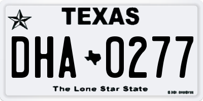 TX license plate DHA0277