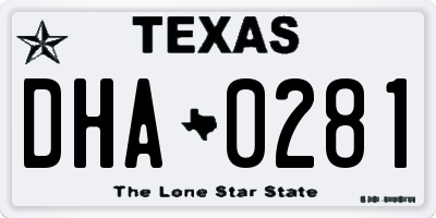 TX license plate DHA0281