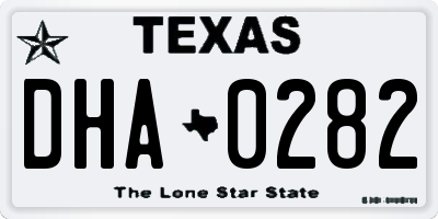 TX license plate DHA0282