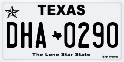 TX license plate DHA0290