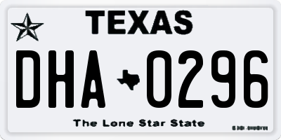 TX license plate DHA0296