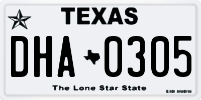 TX license plate DHA0305