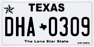 TX license plate DHA0309
