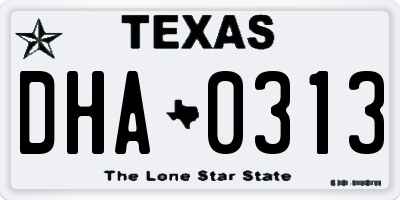 TX license plate DHA0313