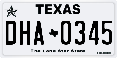 TX license plate DHA0345