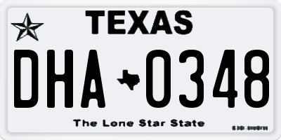 TX license plate DHA0348