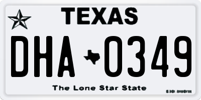 TX license plate DHA0349