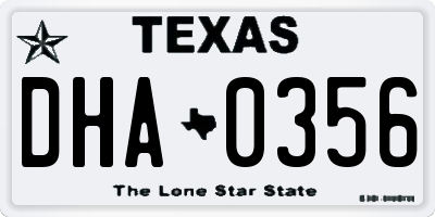 TX license plate DHA0356