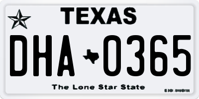 TX license plate DHA0365
