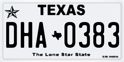 TX license plate DHA0383