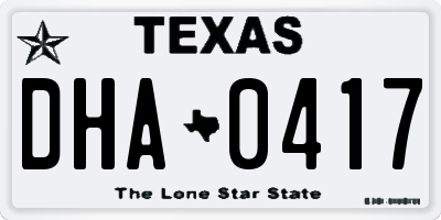 TX license plate DHA0417