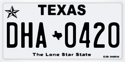 TX license plate DHA0420