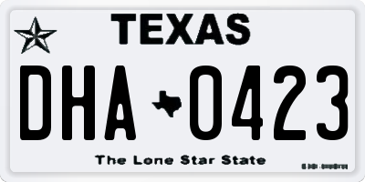 TX license plate DHA0423