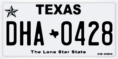 TX license plate DHA0428