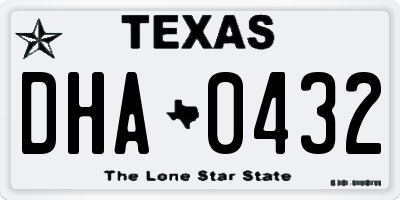 TX license plate DHA0432