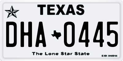 TX license plate DHA0445