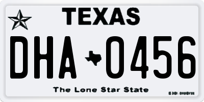 TX license plate DHA0456