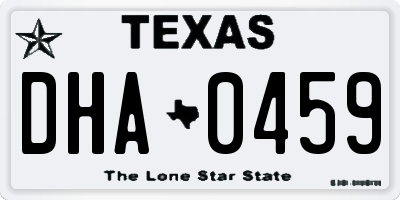 TX license plate DHA0459