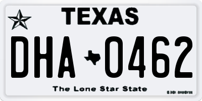 TX license plate DHA0462
