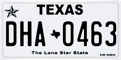 TX license plate DHA0463
