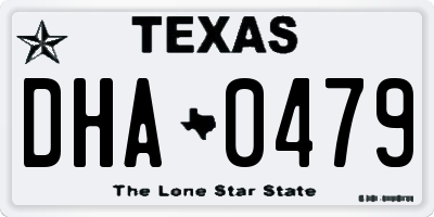 TX license plate DHA0479
