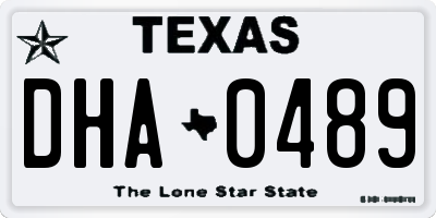 TX license plate DHA0489