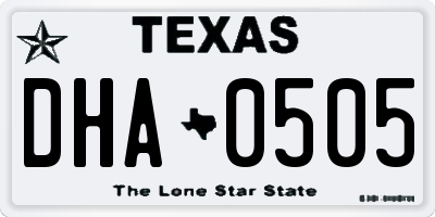 TX license plate DHA0505