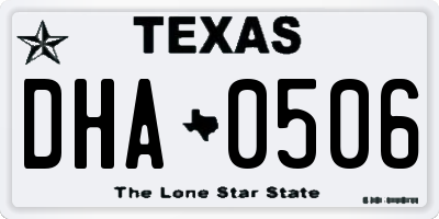 TX license plate DHA0506
