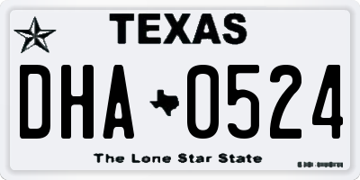 TX license plate DHA0524