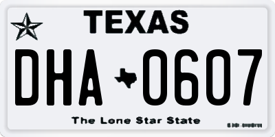 TX license plate DHA0607