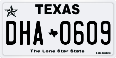 TX license plate DHA0609