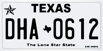 TX license plate DHA0612