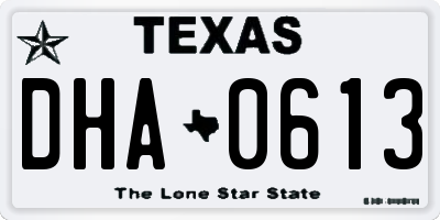 TX license plate DHA0613