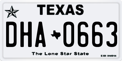 TX license plate DHA0663